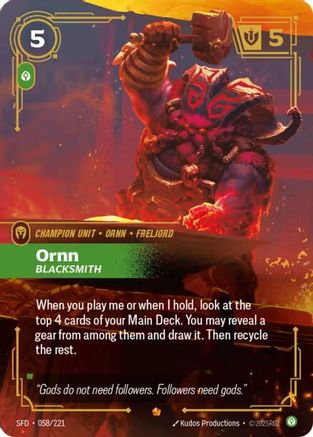 Ornn - Blacksmith (058/221) - Spiritforged Foil - Trinity Hobby