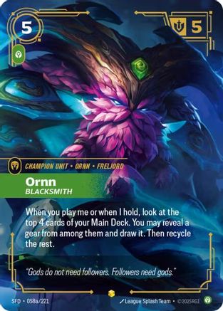 Ornn - Blacksmith (Alternate Art) (058a/221) - Spiritforged Foil - Trinity Hobby
