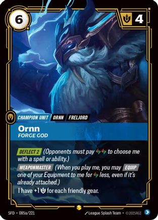Ornn - Forge God (Alternate Art) (085a/221) - Spiritforged Foil - Trinity Hobby