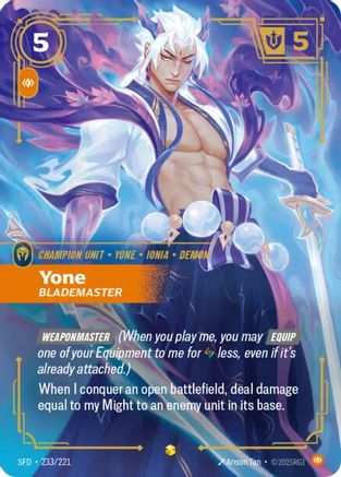 Yone - Blademaster (Overnumbered) (233/221) - Spiritforged Foil - Trinity Hobby