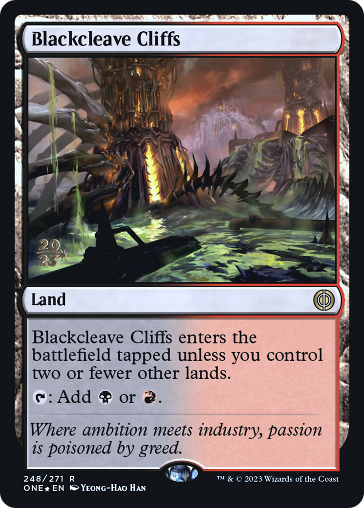 Blackcleave Cliffs [Phyrexia: All Will Be One Prerelease Promos] - Trinity Hobby