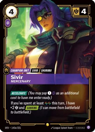 Sivir - Mercenary (Alternate Art) (143a/221) - Spiritforged Foil - Trinity Hobby