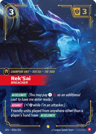 Rek'Sai - Breacher (Alternate Art) (029a/221) - Spiritforged Foil - Trinity Hobby