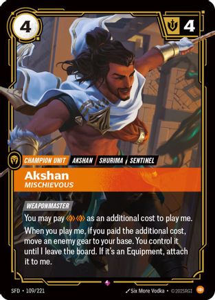 Akshan - Mischievous (109/221) - Spiritforged Foil - Trinity Hobby