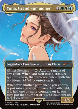 Yuna, Grand Summoner (Borderless)  [Foil]  (WPN-001) - [WPN & Gateway Promos] - Trinity Hobby