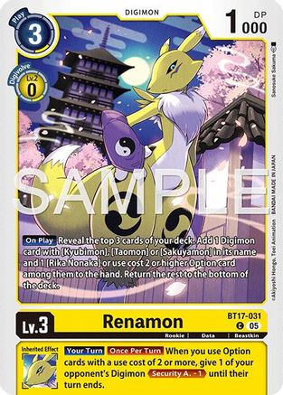 Renamon (BT17-031) (Alternate Art) (BT17-031) - [Starter Deck 22: Amethyst Mandala Advanced Deck Set]