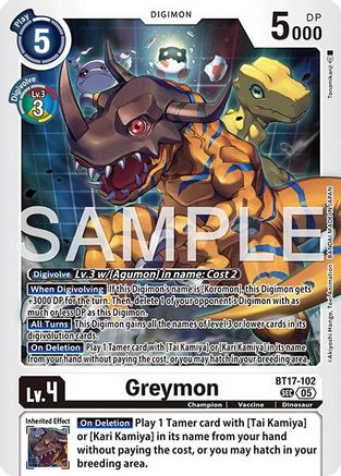 Greymon (BT17-102) - [Advanced Booster Digimon Generation] Foil