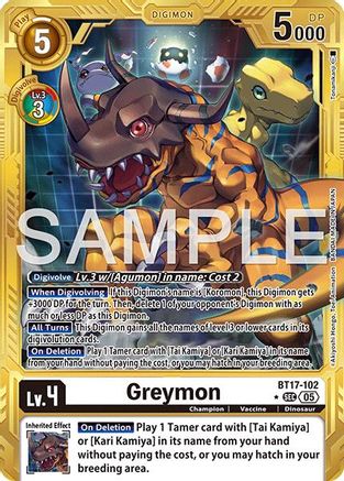 Greymon (Alternate Art) (BT17-102) - [Advanced Booster Digimon Generation] Foil - Trinity Hobby