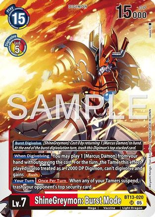 ShineGreymon: Burst Mode (BT13-020) - [Advanced Booster Digimon Generation] Foil