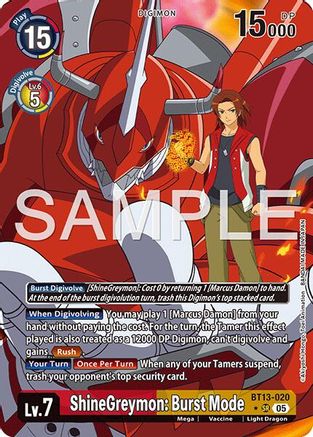 ShineGreymon: Burst Mode (Alternate Art) (BT13-020) - [Advanced Booster Digimon Generation] Foil - Trinity Hobby