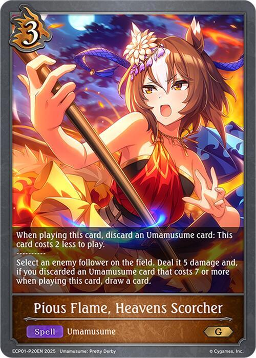 Pious Flame, Heavens Scorcher - P20EN (Foil) - ECP01: Umamusume: Pretty Derby (ECP01-P20EN) - Trinity Hobby