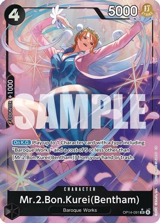 Mr.2.Bon.Kurei (Bentham) (Alternate Art) (OP14-091) - [The Azure Sea's Seven] Foil - Trinity Hobby