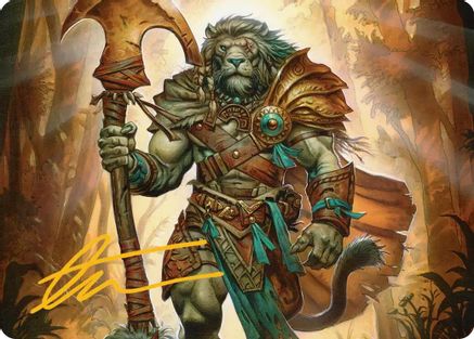 Ajani, Outland Chaperone Art Card (Gold-Stamped Signature)  (ASECL-028) - [Art Series: Lorwyn Eclipsed] - Trinity Hobby