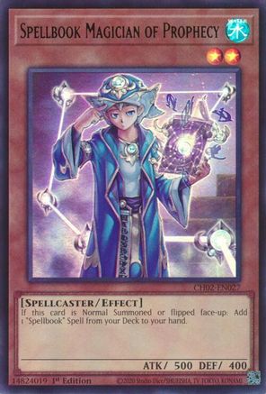 Spellbook Magician of Prophecy [CH02-EN027] - THE CHRONICLES DECK: Spirit Charmers (All-Foil Edition) 1st Edition - Ultra Rare - Trinity Hobby