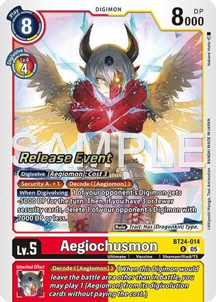 Aegiochusmon (BT24-014) - [Time Stranger Release Event Cards] Foil