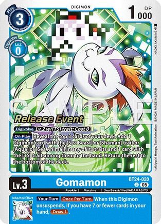 Gomamon (BT24-020) - [Time Stranger Release Event Cards] Foil