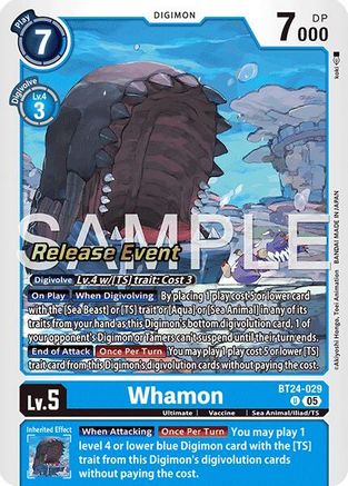 Whamon (BT24-029) - [Time Stranger Release Event Cards] Foil - Trinity Hobby