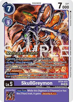 SkullGreymon (BT24-072) - [Time Stranger Release Event Cards] Foil