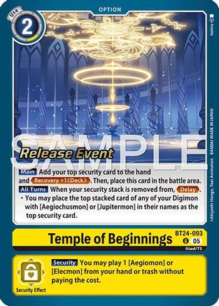 Temple of Beginnings (BT24-093) - [Time Stranger Release Event Cards] Foil
