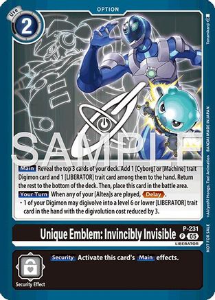 Unique Emblem: Invincibly Invisible (Dawn of Liberator Box Topper) (P) - [Digimon Promotion Cards] Foil - Trinity Hobby