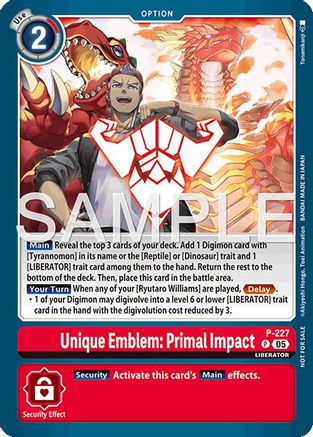Unique Emblem: Primal Impact (Dawn of Liberator Box Topper) (P) - [Digimon Promotion Cards] Foil - Trinity Hobby