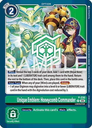 Unique Emblem: Honeycomb Commander (Dawn of Liberator Box Topper) (P) - [Digimon Promotion Cards] Foil - Trinity Hobby