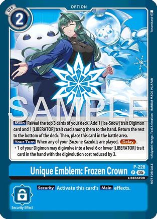 Unique Emblem: Frozen Crown (Dawn of Liberator Box Topper) (P-228) - [Digimon Promotion Cards] Foil - Trinity Hobby