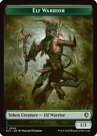 Elf Warrior (0004) // Plant (0005) Double-Sided Token  [Foil]  (ECC-4 // 5) - [Commander: Lorwyn Eclipsed] - Trinity Hobby