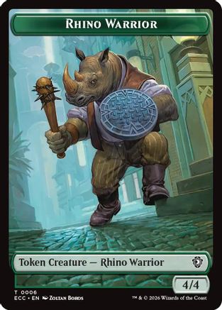 Rhino Warrior // Elemental (0010) Double-Sided Token  [Foil]  (ECC-6 // 10) - [Commander: Lorwyn Eclipsed] - Trinity Hobby