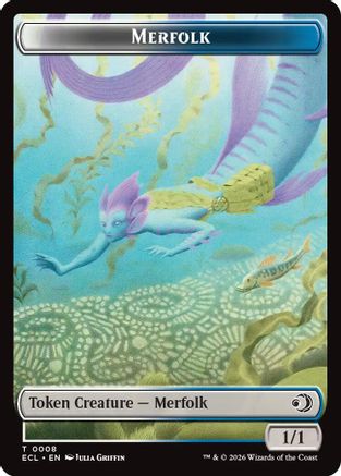 Merfolk // Worm Double-Sided Token  [Foil]  (ECL-8 // 9) - [Lorwyn Eclipsed] - Trinity Hobby