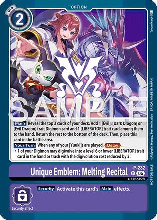 Unique Emblem: Melting Recital (Dawn of Liberator Box Topper) (P-232) - [Digimon Promotion Cards] Foil - Trinity Hobby