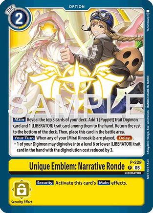 Unique Emblem: Narrative Ronde (Dawn of Liberator Box Topper) (P-229) - [Digimon Promotion Cards] Foil - Trinity Hobby