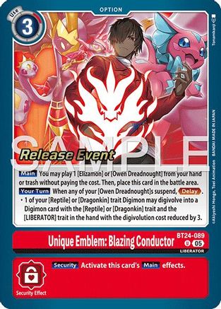 Unique Emblem: Blazing Conductor (BT24-089) - [Time Stranger Release Event Cards] Foil