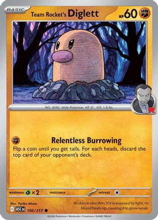 Team Rocket's Diglett - (100) Reverse Holofoil [ME Ascended Heroes] - Trinity Hobby