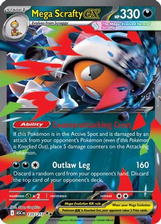 Mega Scrafty ex - (135/217) Holofoil [ME Ascended Heroes] - Trinity Hobby