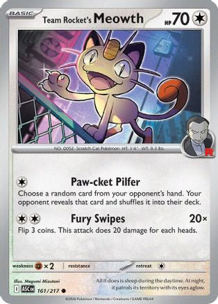 Team Rocket's Meowth - (161) Reverse Holofoil [ME Ascended Heroes] - Trinity Hobby