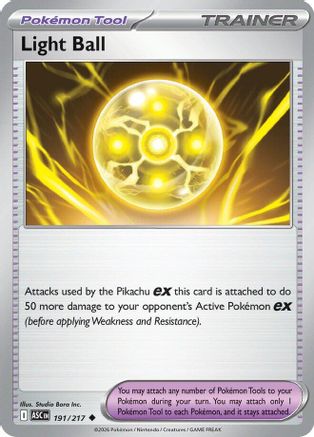 Light Ball - (191) Reverse Holofoil [ME Ascended Heroes] - Trinity Hobby