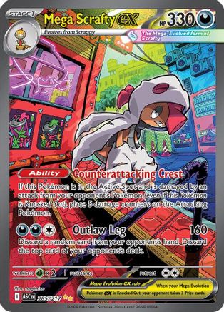 Mega Scrafty ex - (285/217) Holofoil [ME Ascended Heroes] - Trinity Hobby