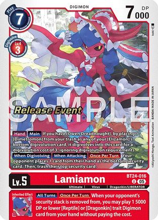 Lamiamon (BT24-016) - [Time Stranger Release Event Cards] Foil
