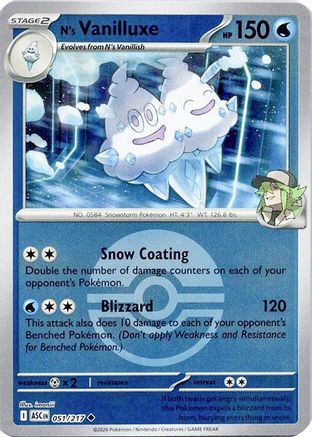 N's Vanilluxe (Poke Ball) - (051) Reverse Holofoil [ME Ascended Heroes] - Trinity Hobby