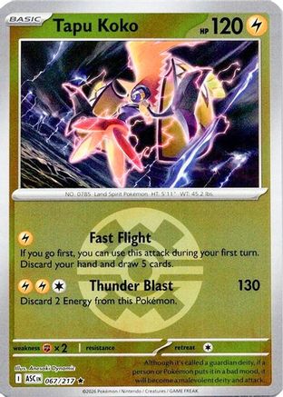 Tapu Koko (Quick Ball) - (067) Reverse Holofoil [ME Ascended Heroes] - Trinity Hobby