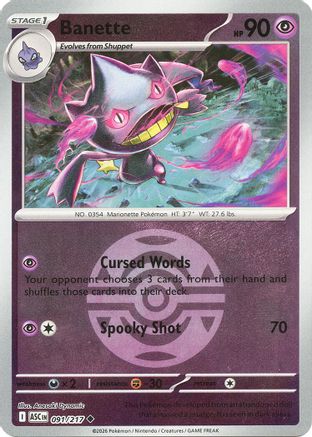 Banette (Dusk Ball) - (091/217) Reverse Holofoil [ME Ascended Heroes] - Trinity Hobby