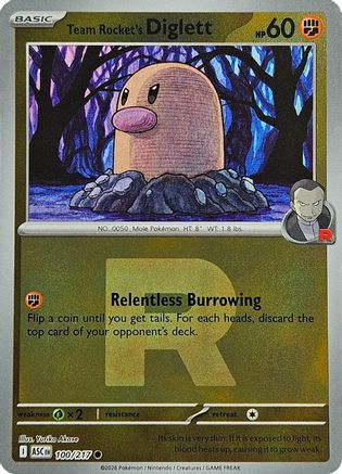 Team Rocket's Diglett (Team Rocket) - (100) Reverse Holofoil [ME Ascended Heroes] - Trinity Hobby