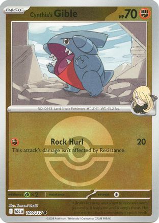 Cynthia's Gible (Poke Ball) - (109) Reverse Holofoil [ME Ascended Heroes] - Trinity Hobby