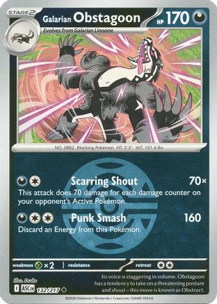 Galarian Obstagoon (Dusk Ball) - (132/217) Reverse Holofoil [ME Ascended Heroes] - Trinity Hobby