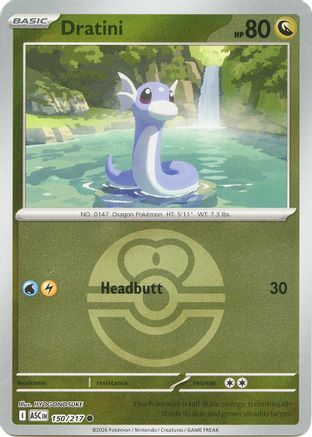 Dratini (Love Ball) - (150) Reverse Holofoil [ME Ascended Heroes] - Trinity Hobby