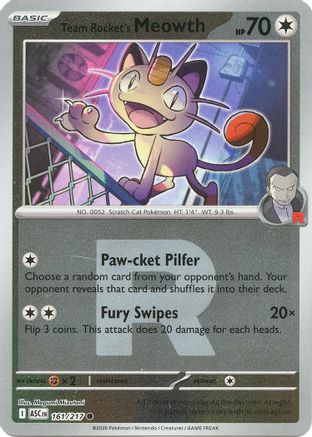 Team Rocket's Meowth (Team Rocket) - (161) Reverse Holofoil [ME Ascended Heroes]