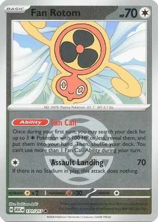 Fan Rotom (Dusk Ball) - (171/217) Reverse Holofoil [ME Ascended Heroes] - Trinity Hobby