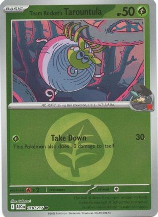 Team Rocket's Tarountula (Energy Symbol Pattern) - (018) Reverse Holofoil [ME Ascended Heroes]