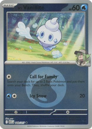 N's Vanillite (Energy Symbol Pattern) - (049) Reverse Holofoil [ME Ascended Heroes]